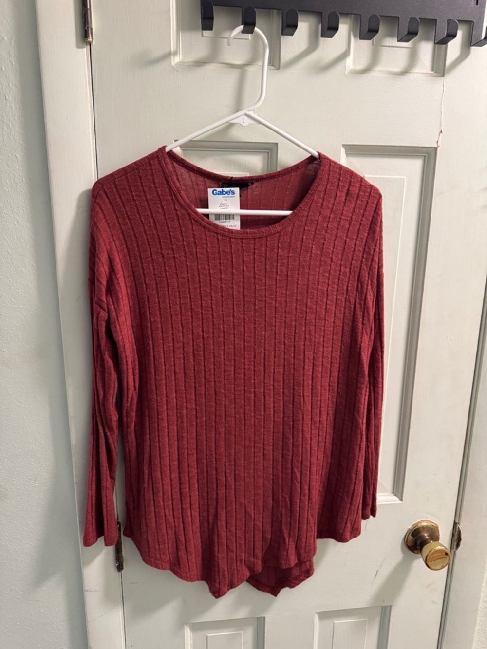 bobeau Ribbed Long Sleeve Top - Rose